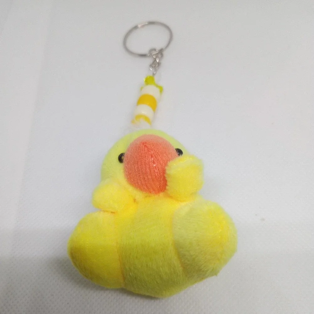 Cute Chick Keychain Pendant Plush Soft Toy Stuffed Animal With Beads